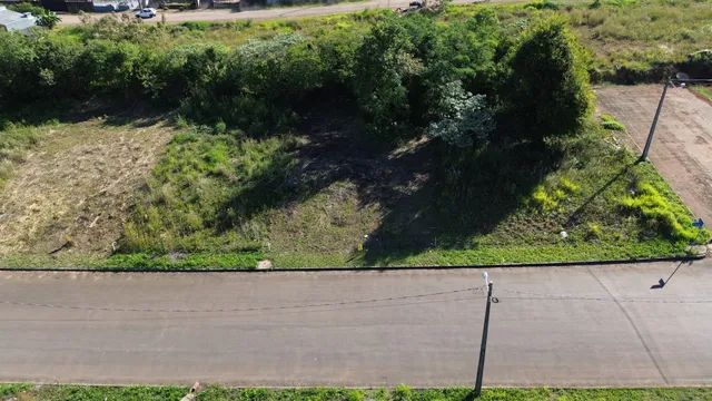 Vista aérea de um terreno com vegetação e estrada no Brasil.