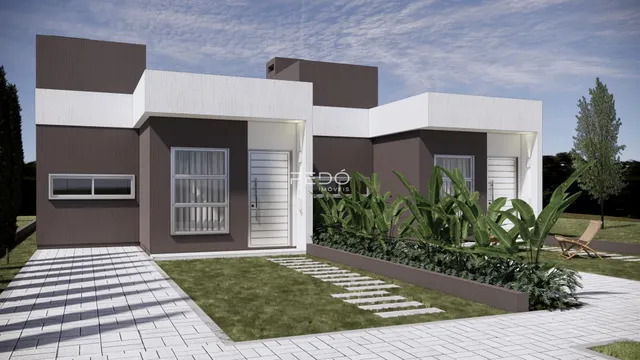 Fachada moderna de uma casa em Lajeado, Brasil.
