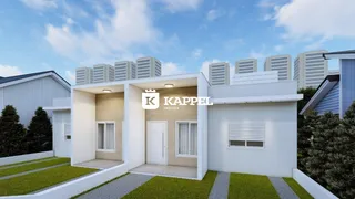 Fachada frontal de uma residência moderna em Lajeado, Brasil.