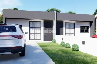 Fachada de uma casa moderna em Lajeado, Brasil.
