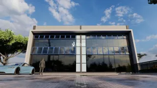 Fachada moderna de um imóvel com grandes janelas de vidro.