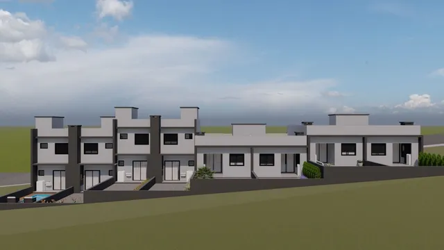 Fachada moderna de um conjunto residencial em Lajeado, Brasil.