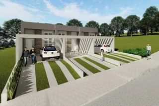 Renderização da fachada de uma casa em Lajeado, Brasil.