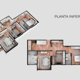 Planta baixa mostrando o layout interno de uma residência.