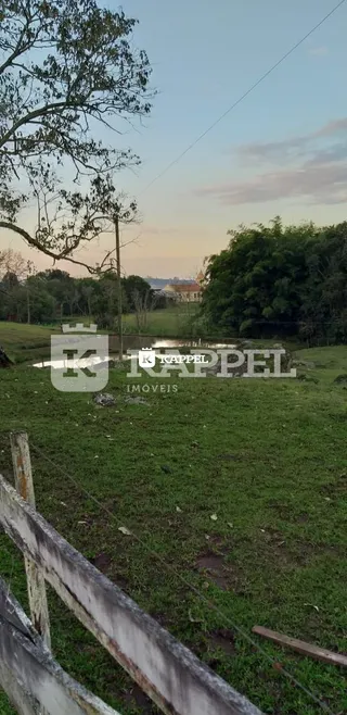 Vista externa de um terreno com grama e cerca de madeira.