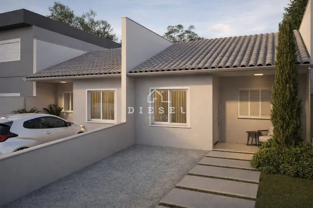 Fachada de uma casa moderna em Lajeado, Brasil.