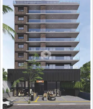 Fachada moderna de um prédio residencial em Lajeado, Brasil.