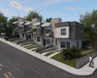 Fachada moderna de um conjunto residencial em Lajeado, Brasil.
