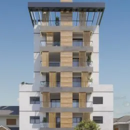 Fachada de um prédio residencial com varandas em Lajeado, Brasil.