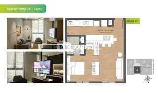 Diagrama de planta baixa de um apartamento em Lajeado, Brasil, mostrando a disposição dos cômodos.