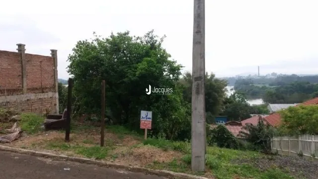 Vista externa de uma propriedade com parede de tijolos e vegetação ao lado de uma estrada.