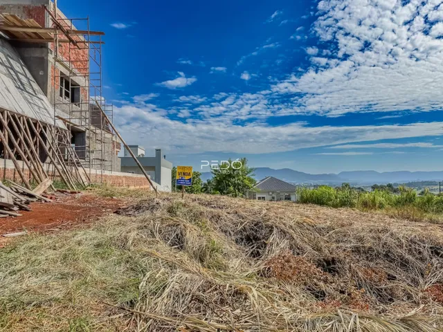 Foto de uma construção em andamento com vegetação seca no primeiro plano.