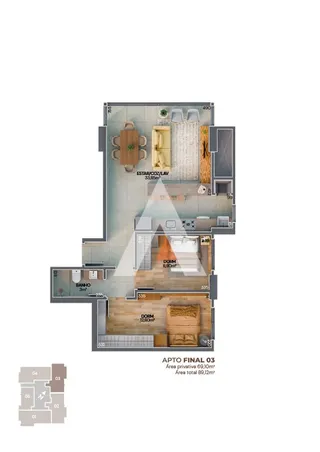 Apartamento com 2 dormitórios, foto 3