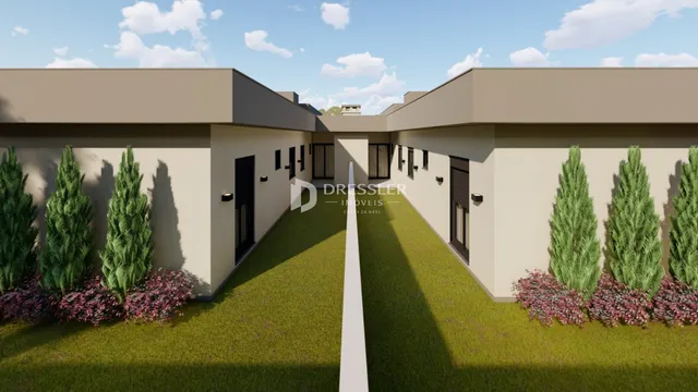 Fachada de casas residenciais em Lajeado, Brasil.
