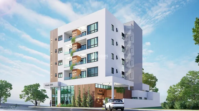 Fachada moderna de um prédio residencial em Lajeado, Brasil.