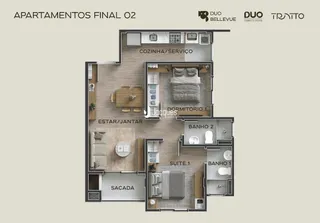 Planta baixa de um apartamento em Lajeado, Brasil.