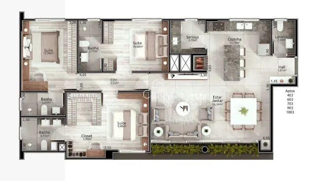 Apartamento com 3 dormitórios, foto 4