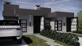 Fachada de uma casa moderna em Lajeado, Brasil.