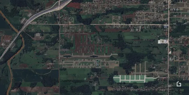 Vista aérea de uma propriedade rural em Lajeado, Brasil.