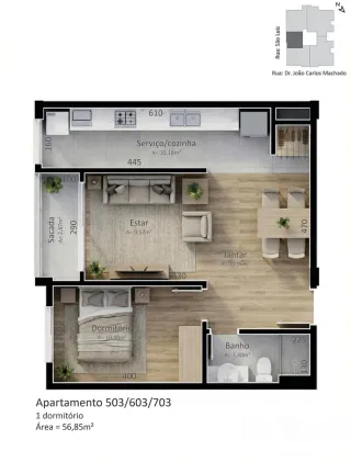Apartamento com 1 dormitório, foto 3