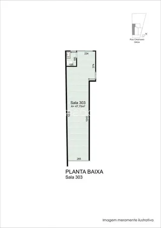 Planta baixa da sala 303 de um imóvel em Lajeado, Brasil.