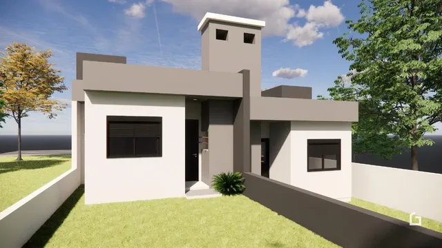 Fachada de uma residência moderna em Lajeado, Brasil.