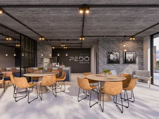 Ambiente de sala de jantar com decoração industrial em Lajeado.