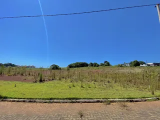 Vista panorâmica de um campo aberto sob um céu azul claro.