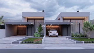 Fachada moderna de uma residência em Lajeado, Brasil, mostrando duas unidades.
