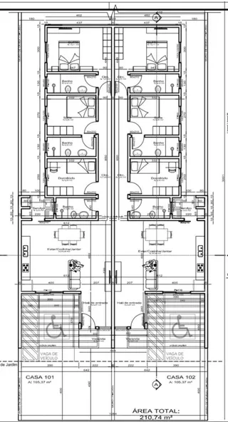 Planta baixa mostrando o layout interno de uma residência em Lajeado.