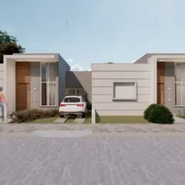 Fachada moderna de uma residência em Lajeado, Brasil.