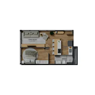 Apartamento com 1 dormitório, foto 2