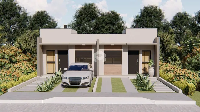 Fachada de uma residência moderna em Lajeado, Brasil.