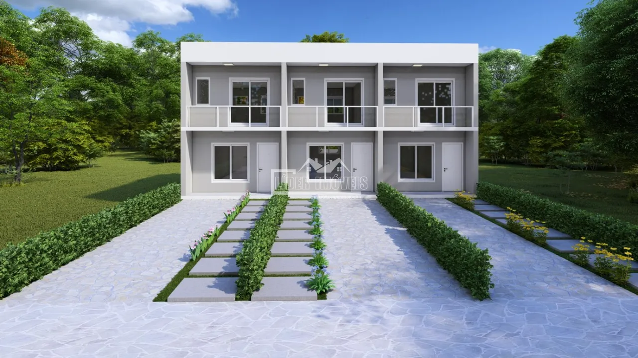 Fachada de uma residência moderna com jardim em Lajeado.