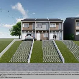 Fachada de uma residência em Lajeado, Brasil, mostrando detalhes arquitetônicos.