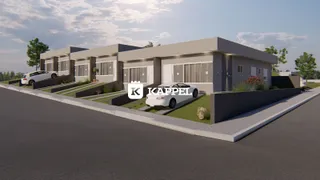 Fachada de uma casa moderna com jardim em Lajeado, Brasil.