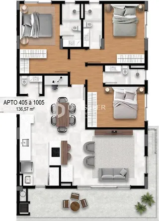 Apartamento com 3 dormitórios, foto 2