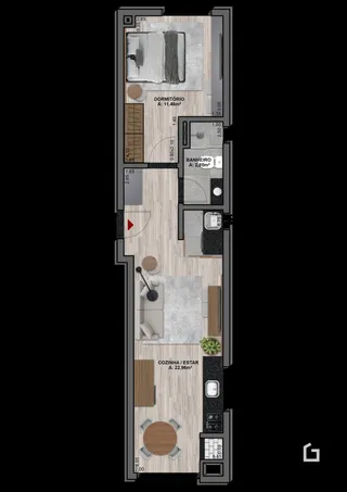 Apartamento com 1 dormitório, foto 3