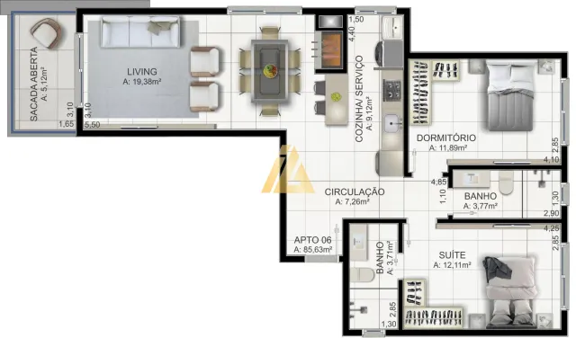 Apartamento com 2 dormitórios, foto 3