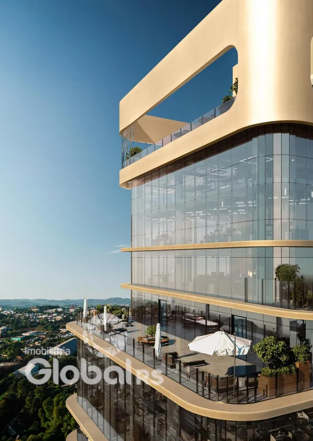 Vista externa moderna de um edifício residencial em Lajeado, Brasil.