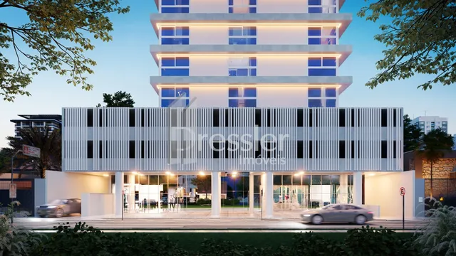 Fachada moderna de um edifício residencial em Lajeado, Brasil.