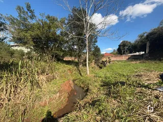Paisagem de vegetação e um curso d'água em uma área rural.