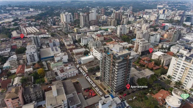 Vista aérea de uma área urbana em Lajeado, Brasil.