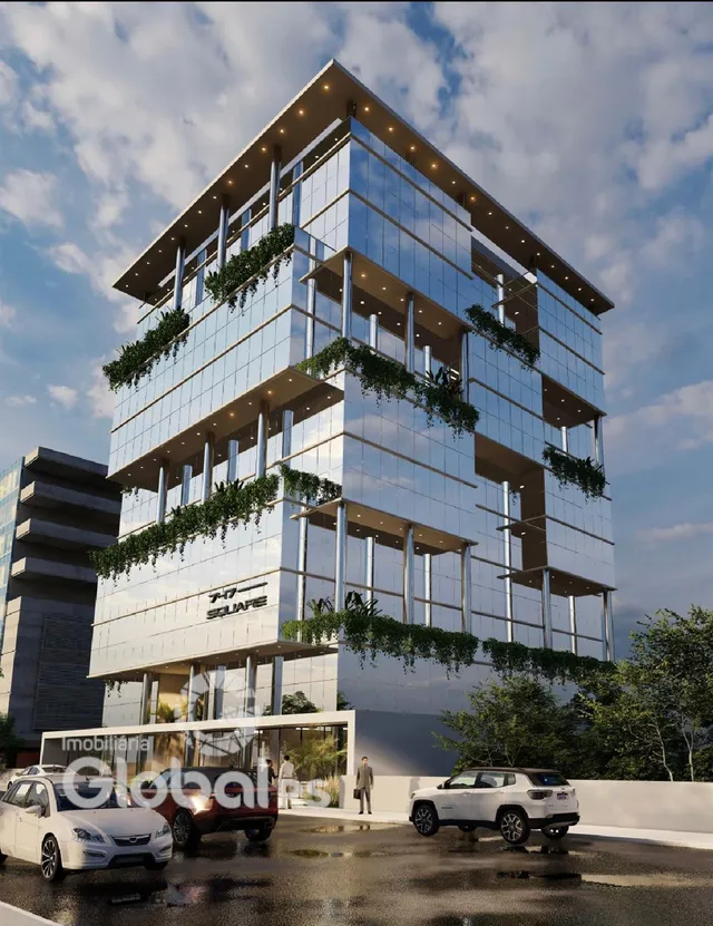 Fachada de um edifício moderno com arquitetura de vidro em Lajeado.