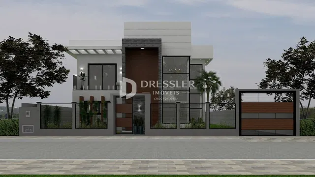 Fachada moderna de uma residência em Lajeado, Brasil.
