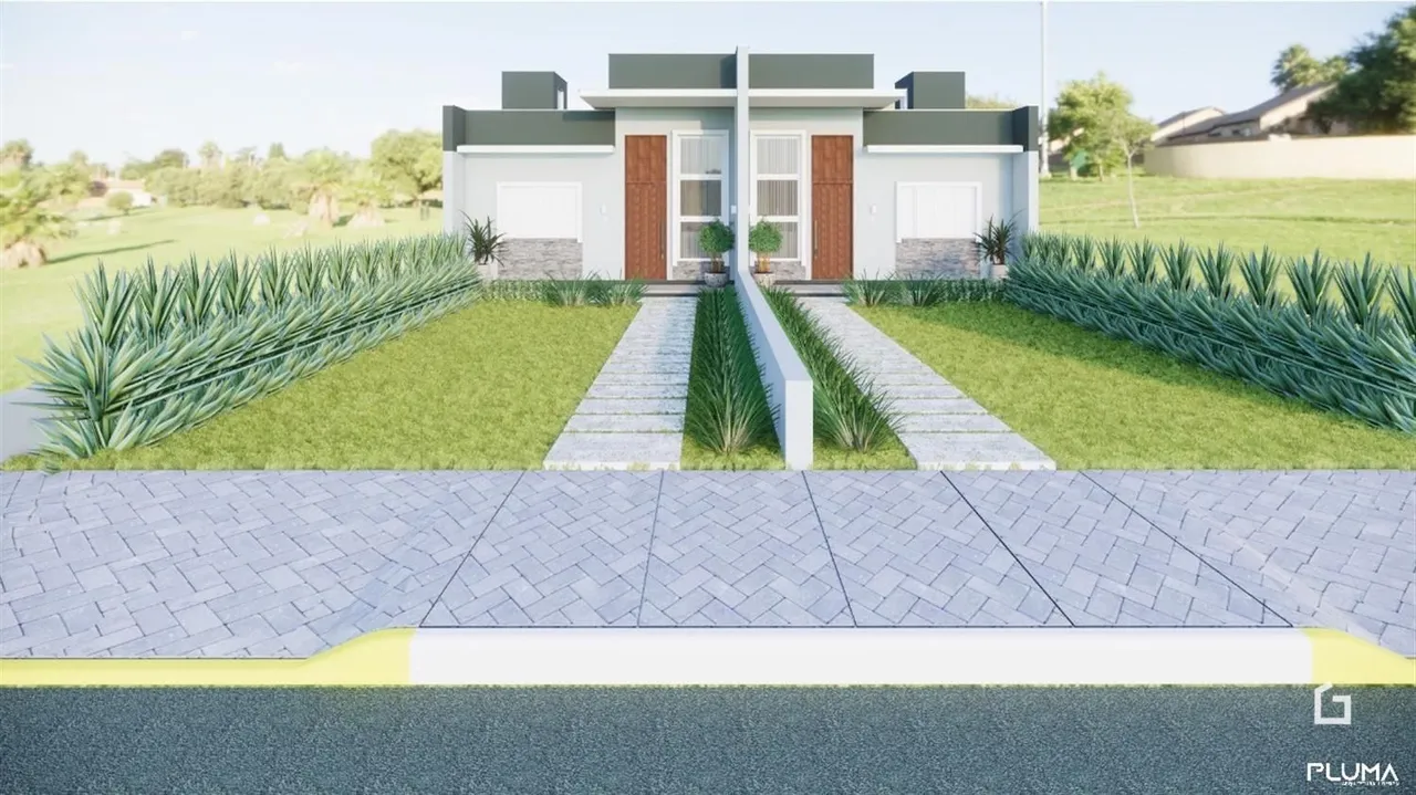 Fachada de uma casa moderna em Lajeado, Brasil.