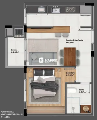 Apartamento com 1 dormitório, foto 12