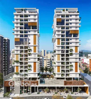 Vista externa de um complexo residencial moderno em Lajeado, Brasil.