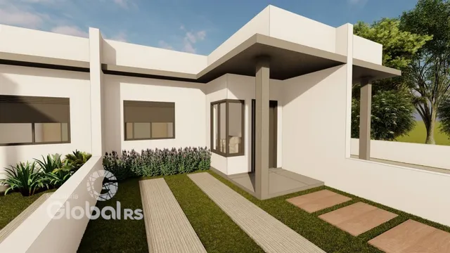A fachada moderna de uma casa em Lajeado, Brasil.