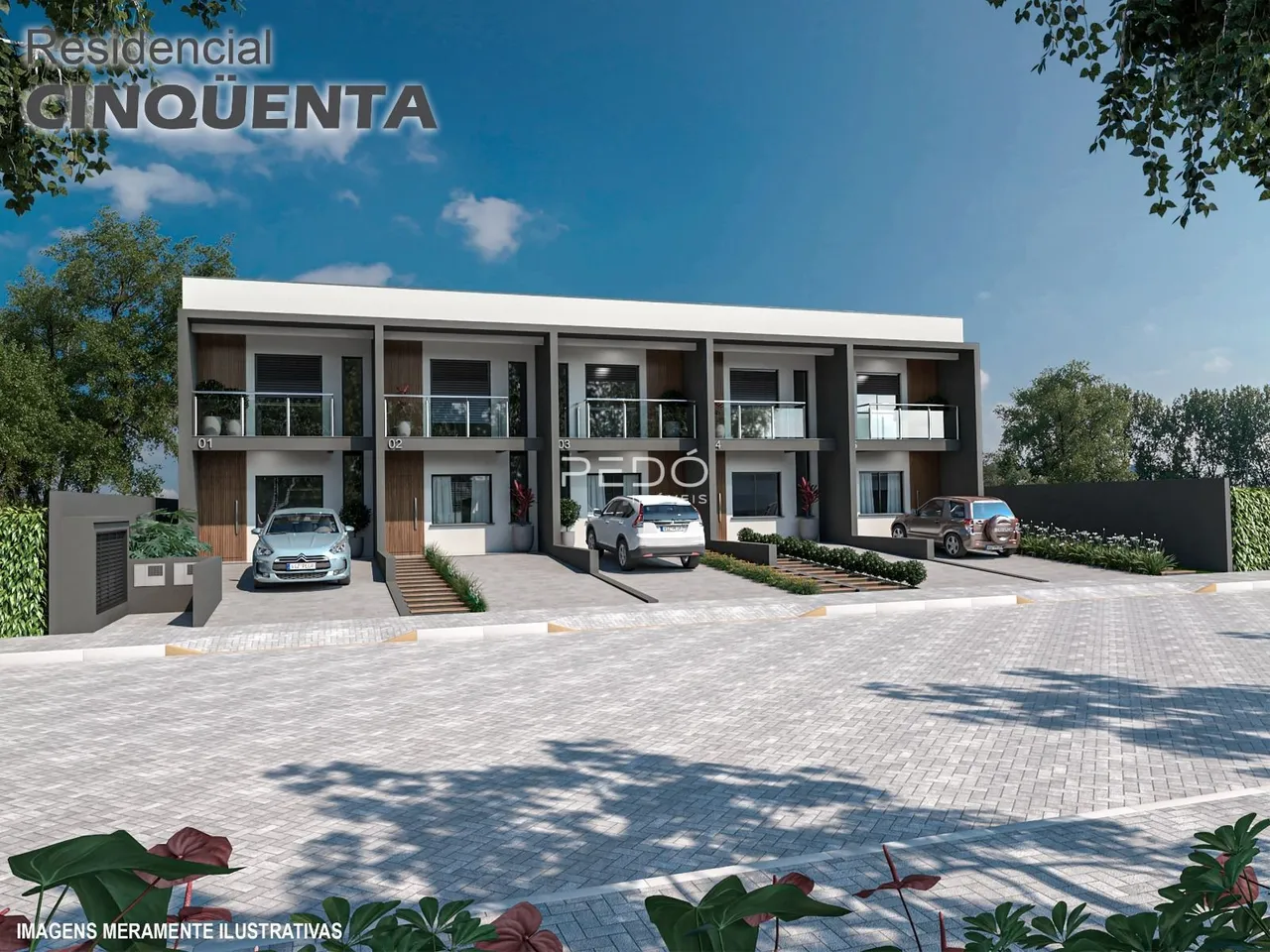 Fachada de uma residência moderna em Lajeado, Brasil.